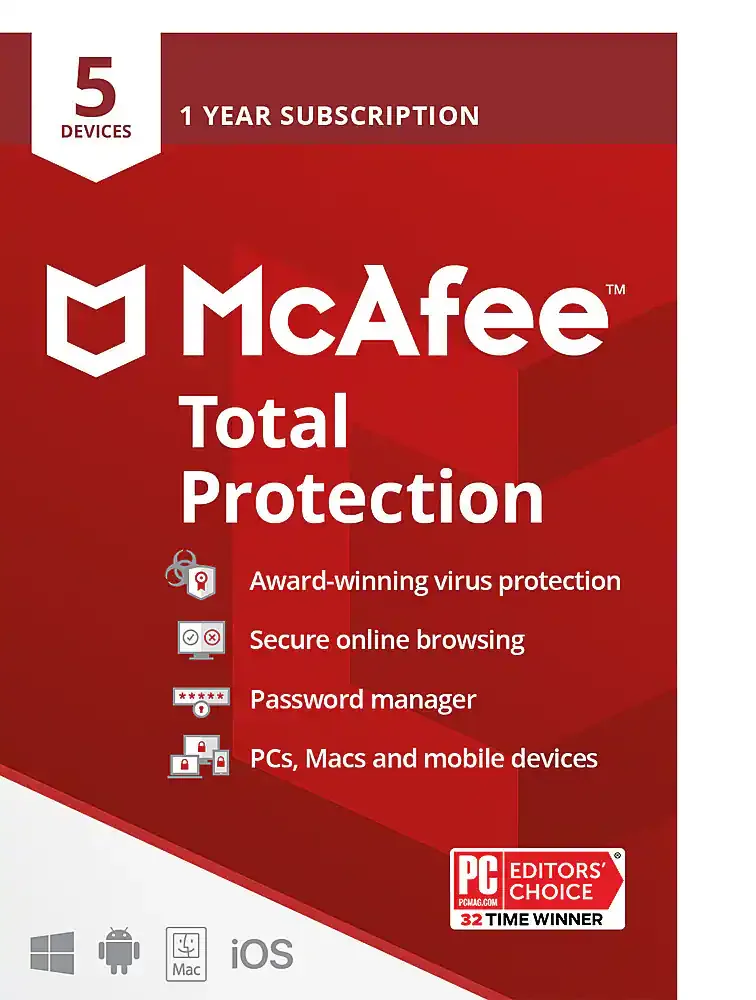 McAfee Total Protection (PC, Android, Mac) (5 Devices, 1 Year) - McAfee Key - GLOBAL