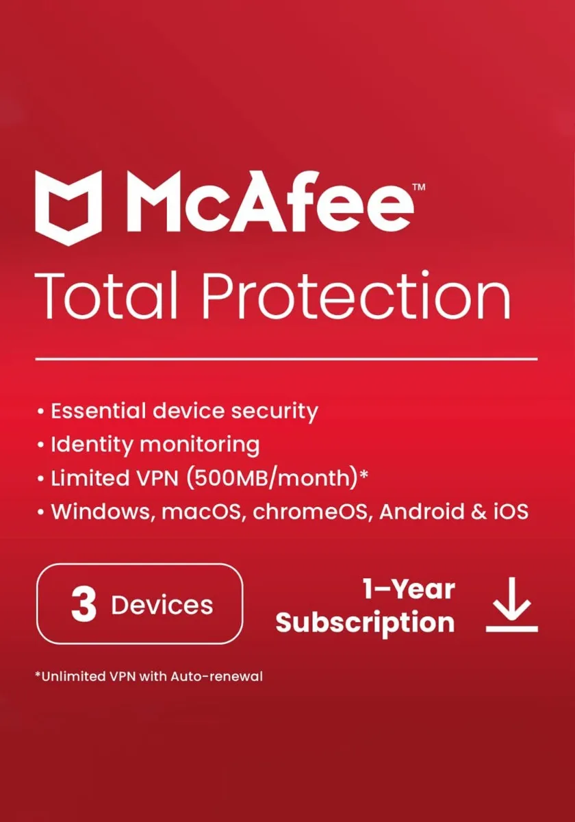 McAfee Total Protection (PC, Android, Mac) (3 Devices, 15 Months) - McAfee Key - GLOBAL