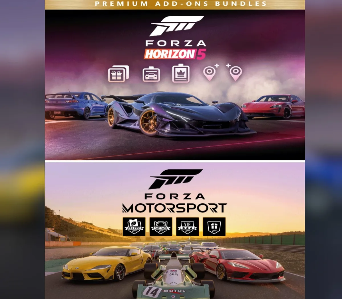 Forza Motorsport and Forza Horizon 5 - Premium Add-Ons Bundle DLC EU XBOX One / Xbox Series X|S / Windows 10 CD Key