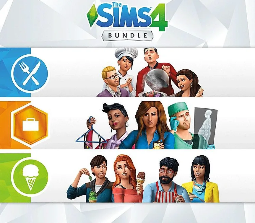 The Sims 4 - Get to Work DLC + Dine Out DLC + Cool Kitchen Stuff DLC Bundle EU XBOX One CD Key