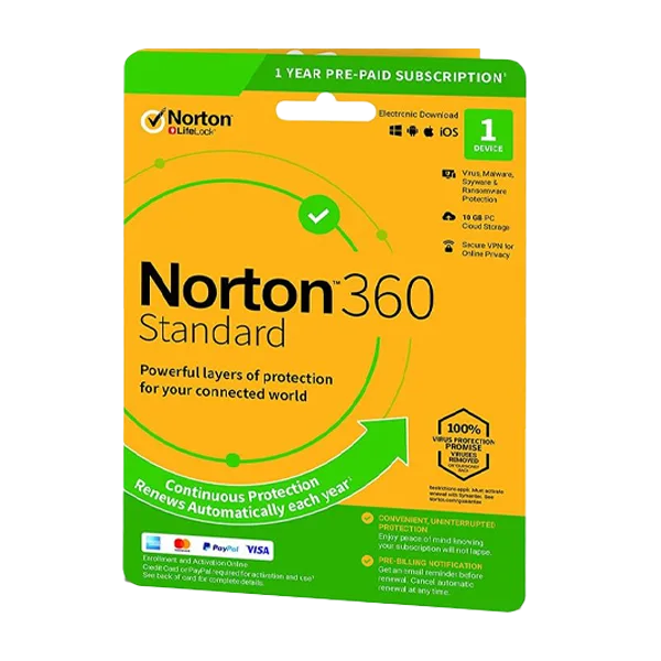 Norton 360 Standard + 10 GB Cloud storage 1Device 1 year EURO